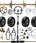 Go Kart And Drift Trike 32 Inch Rear Axle Kit With 16x8-7 Wheel Tires 3 Stud Hub Sprocket Steering Assembly And Brake System