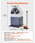 Heavy Duty Electric Roll Bender Machine Featuring Smooth Three Roller Gearing And Quick Flip Foot Switch with product specifications.
