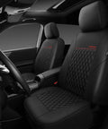 Premium Quilted Leather Front Seat Covers For Cars, Waterproof PU Vinyl, Airbag Compatible, Two Piece Set, Black interior