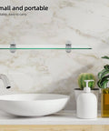 Bathroom with Adjustable Zinc Alloy Shelf Brackets for Glass and Wood Shelves No Fuss Easy Install with 4 to 10mm Clamp Range
