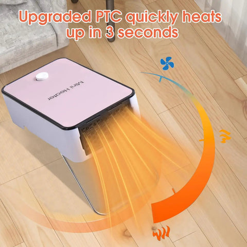 Portable PTC Ceramic Space Heater That Cranks Out Quick Heat In 3 Seconds, Compact Desk Warmer for Home Office Bedroom, pink design