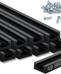 8 Pack 48 Inch Double Cut Profile Universal T Track With Predrilled Mounting Holes Pro Grade Aluminum T Track for woodworking fixtures and screws.