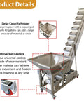 Dinenovate Heavy Duty Z Type Bucket Elevator 6.5ft Lifting Height Stainless Steel Conveyor with large capacity hopper.