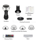 Compact Kitchen Workhorse Certified Refurbished Espresso Maker Featuring Automatic Steam Wand And Dose Control Grinding For Pro Home Barista Shots In Sleek Brushed Steel Cabinet accessories including portafilter, tamper, filter baskets, and cleaning tools.