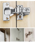 35mm Short Arm Inset Hinges Featuring Breezy Soft Close Hydraulic Damper For Hidden Cabinet And Wardrobe Doors close-up on zinc alloy hinge installed on wood