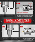 REKCKRUL 21-Piece TCT Carbide Hole Saw Kit for metal (1/2"–2-1/8"), shown with installation steps