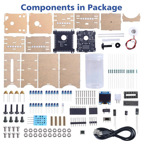 DIY Humidifier Soldering Kit With Time And Humidity Settings OLED Display And LED Light Modes Desktop Electronics Project components