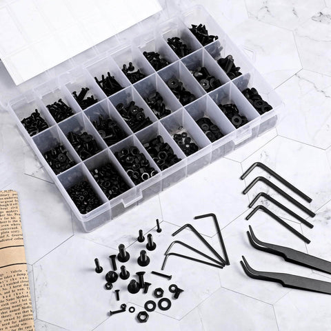 Massive Over 1500 Piece Set With All In One M2 To M5 Flat Head Hex Socket Screws Ten Point Nine Grade Alloy Steel Kit