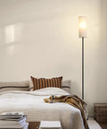 Modern Tall LED Floor Lamp With Linen Shade And Black Iron Pole, Perfect For Living Room, Bedroom, Or Office, E26 Bulb Ready