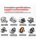 Various stainless steel conveyor rollers and idlers, customized specifications, different head types for DIY and industrial use.