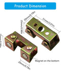 Pack Of 4 Adjustable V Type Magnetic Welding Clamps For Metal Work And Craft Projects Featuring Sturdy Stainless Steel Build With Secure Strong Grip Holders For All Your Hype DIY Jobs Today, showing product dimensions.