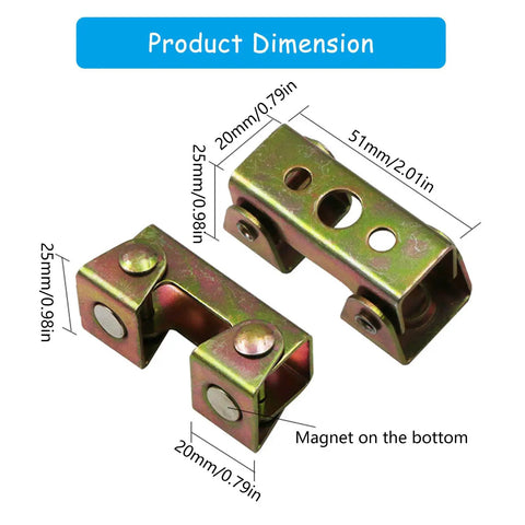 Pack Of 4 Adjustable V Type Magnetic Welding Clamps For Metal Work And Craft Projects Featuring Sturdy Stainless Steel Build With Secure Strong Grip Holders For All Your Hype DIY Jobs Today, showing product dimensions.