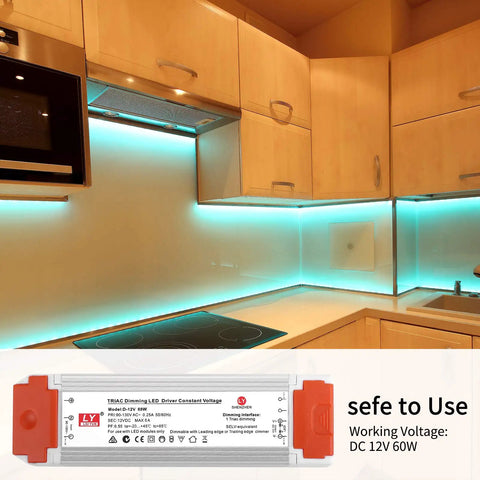 Dimmable 12V 60W LED Driver Power Supply With Universal Regulated DC Output And Dimmer Low Voltage Transformer for LED strip lights in kitchen