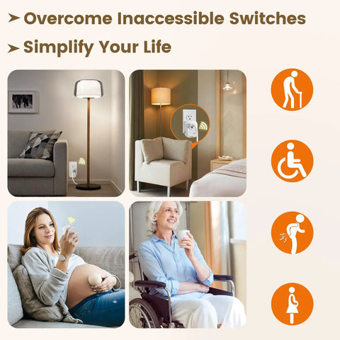 Wireless Light Switch Remote Kit For Lamps And Fans No Wiring Needed, 100 Ft RF Range in living room and user settings