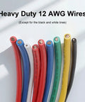 Colorful heavy duty 12 AWG copper wires for 12V 3 Way Fuse Relay Kit With 5 Pin SPDT 40A, suitable for cars, trucks, marine, boat, jeep
