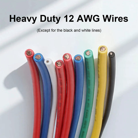 Colorful heavy duty 12 AWG copper wires for 12V 3 Way Fuse Relay Kit With 5 Pin SPDT 40A, suitable for cars, trucks, marine, boat, jeep