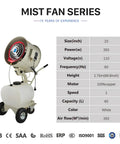 Beat The Heat 20 Inch Portable Misting Fan With Dust Removal For Patios Parks Carnivals And Large Spots features a cart.