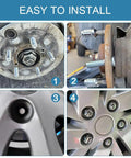 Chrome Wheel Lug Stud Nut Set M12x1.50 For Hondas Like Odyssey, Accord, Civic shown installed on a vehicle hub