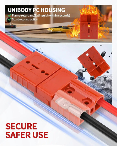 Universal Battery Quick Connect Kit Four Pack 50 Amp For 6 To 12 Gauge Cables 12V 36V Systems Wire Harness Plug Kit Anderson Connector Compatible Great For Cars Bikes ATVs Winches Lifts And Motors red PC housing connector