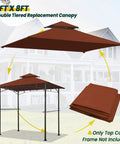 Grill Gazebo Replacement Canopy Roof For 5 Foot By 8 Foot Outdoor BBQ Gazebo Top Cover Burgundy With Durable Polyester Fabric Double Layer Shelter Fit For Model L GG001PST F.