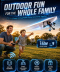 Father and son playing with Electric Paper Airplane Kit With Gyro Stabilizer And Dual Propellers Foldable Remote Control Plane