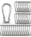 Carabiner clips, 1.57-inch, galvanized iron; 32-pack heavy-duty snap hooks for camping and keys