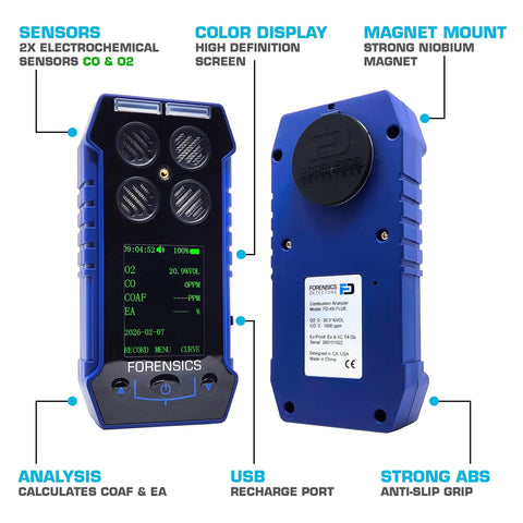 Residential Combustion Analyzer For Home Boilers And Furnaces With Flue Gas Meter, CO And O2 Readings, COAF And EA, Color Display