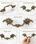 5 views of 10 Pack Vintage Cabinet Pulls in Antique Brass Finish With 2.5 Inch Center Hole For That Old School Retro Vibe