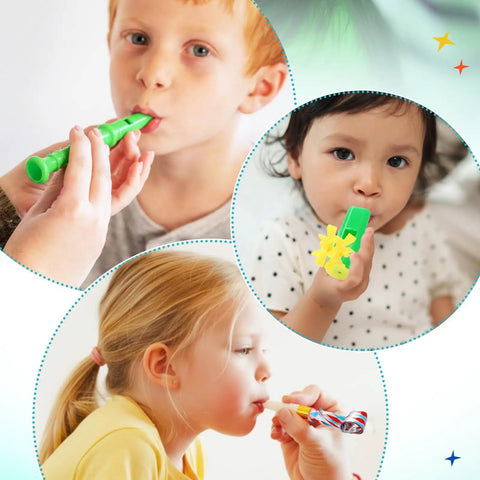 9-Piece Oral Motor Therapy Kit For Kids And Grown-Ups With Myofunctional Tools Like Tongue Trainer And Whistle, Controlled Airflow, Speech Clarity, Oral Placement Practice, And Feeding Support. Kids using green oral motor tools for speech therapy