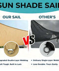 Comparison of our double-layer webbing sun shade sail vs competitor's single-layer sail