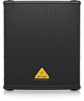 12 Inch Powered PA Subwoofer With Built In Stereo Crossover, front view, 500 Watt Beast Of Bass, black grille exterior