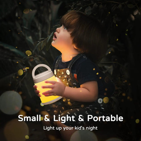 Child holding a Colorful Baby Night Light For Nursery And Kids Room With 10 Colors And 8 Dimmable Levels, Remote And Touch Control.