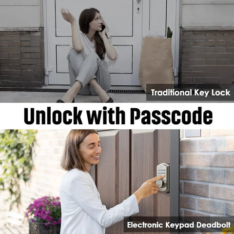 Keyless Entry Door Lock With Keypad And Smart Deadbolt Auto Lock waterproof security for front door installation.