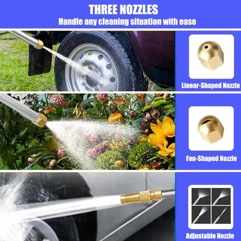 Beast High Pressure Power Washer Wand For Car Cleaning Gutter Patio Window Pet Bath Hydro Jet Hose Nozzle with three nozzle options.