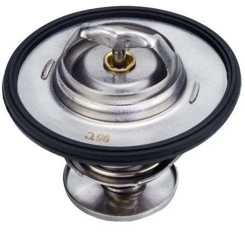 203F Engine Thermostat Replacement 52028898AE on white background, metal construction, fits Ram 1500 2500 3500 V8 and Dodge Challenger.