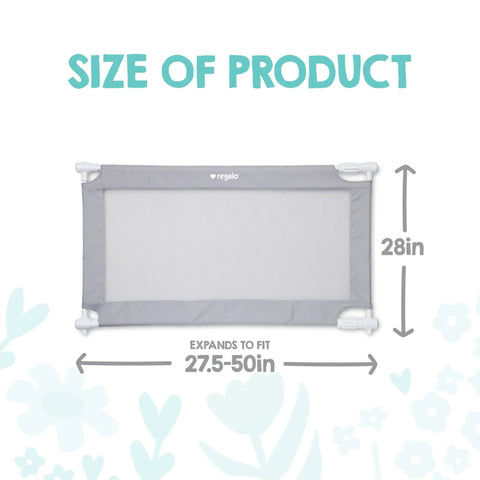 Extra Wide Mesh Baby Gate For Doorways And Hallways Expands From 27.5 To 50 Inches 28 Inches Tall Pressure Mounted Gray size dimensions