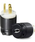 Two Pack 125V 15 Amp NEMA 5-15P Straight Blade Plug Kit for Home Use UL Listed with nylon housing, front and side view