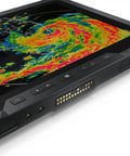 Built Like A Tank 11.6 Inch Rugged Tablet With Touchscreen, showing weather radar display and side ports.