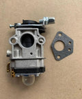 Carburetor Replacement Part For 43CC Cultivator Model 58601 DG1 Pro Grade Heavy Duty Universal Spare Kit on beige surface.