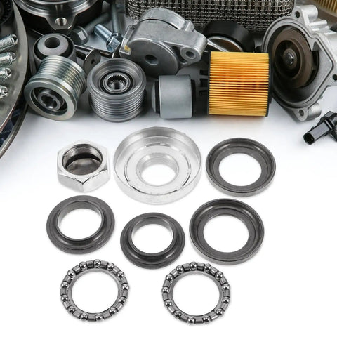 7 Pack Mini Dirt Bike Steering Shaft Bearings Kit for Off Road Rides, assembly parts and bushings displayed
