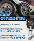Plug N Play Tire Pressure Sensor Module For Chevy Silverado Gmc Sierra Heavy Duty Trucks And Travel Trailers installed on trailer tires.