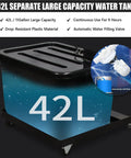 Heavy Duty Oscillating Pedestal Fan With Built In Mister And Nine Gallon Tank Three Speed Settings for 42L water tank with automatic filling valve.