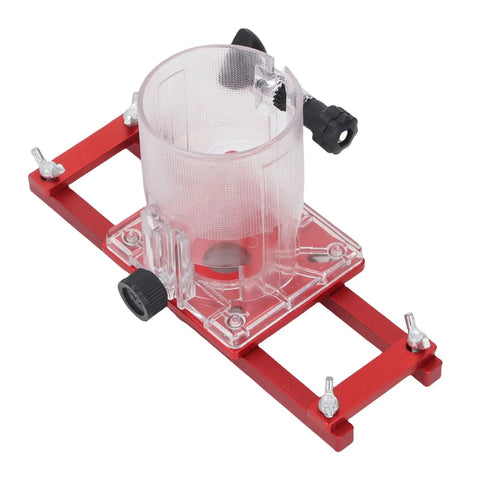 Aluminum Alloy 2 In 1 Palm Router Base for 65mm trimming tools, transparent slotting bracket for woodworking, red frame