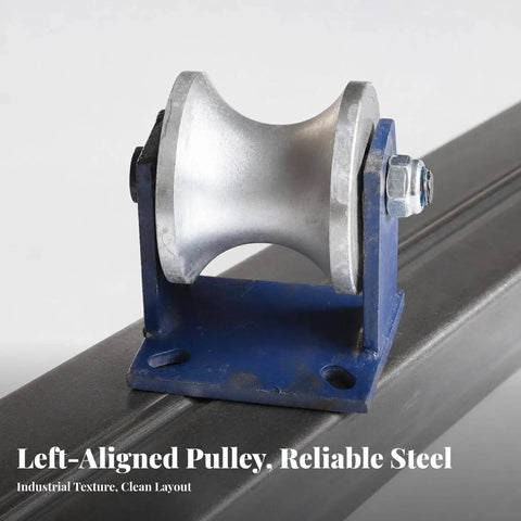 Heavy Duty Industrial Gate Rollers With Precision U Groove Track Wheels Built Tough To Handle Massive Loads And Guarantee Smooth Operation For Effortless Daily Use And Zero Sweat, steel pulley on rail.