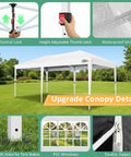 10x20 Foot Pop Up Canopy Tent Instant Shelter With 6 Sidewalls Durable Waterproof Portable Gazebo UPF 50 Plus features
