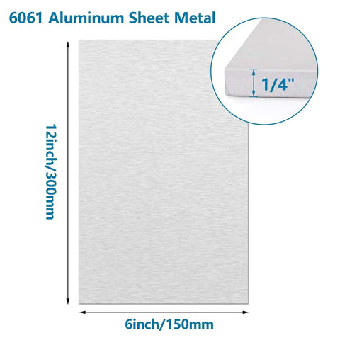 One Quarter Inch Thick 6061 Aluminum Sheet 6X12 Inch With Protective Film Built Tough For Crafting Base Plates Structural Framing Auto Repair And DIY Projects