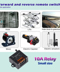 SRDKG 12V forward/reverse remote control switch; compact 10A relay module with four terminal screws for motor control