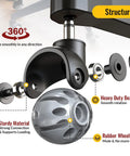 Universal Fit 2 Inch Rubber Office Chair Wheels Replacement Set Of 5 for Carpet and Hardwood Floors, showing structure details.