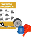 IM1KIT1 Transmission Shift Cable Bushing Repair Kit For GM Automatic Transmissions Shifter Cable Fix Shift Linkage Replacement Easy Install Reduces Sticking And Slippage Compatible With Popular GM Models And Vans, with list of compatible models in the background.