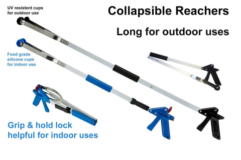 32 Inch EZ Reacher Deluxe Locking Indoor Reacher Grabber With 5-Lb Pickup Capacity, 40 Inch EZ Reacher Suction Cup Reacher For Indoor Outdoor Use, Pack Of 2 Reachers